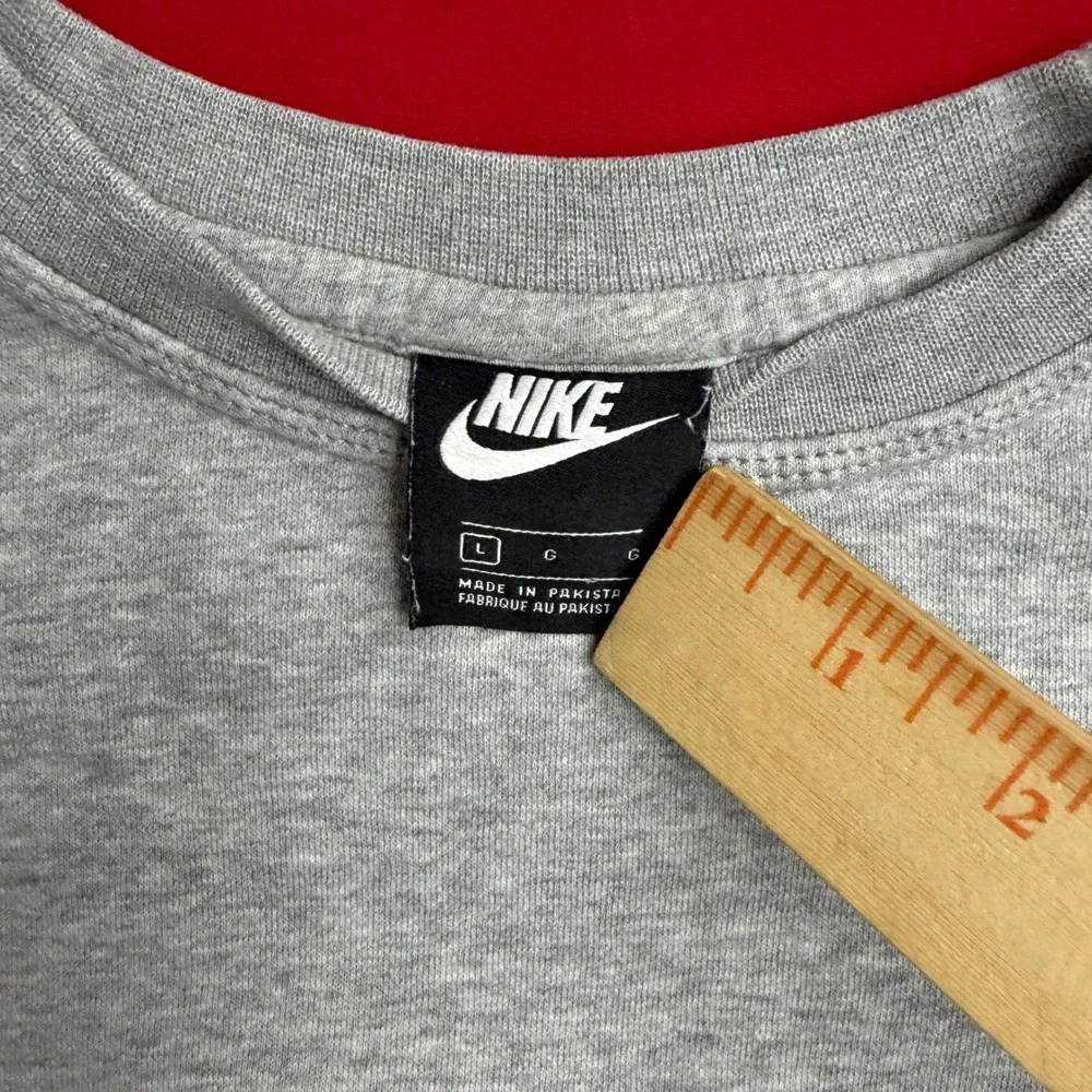 VTG Y2K Nike Men Sportswear Fleece LARGE Crewneck Sweatshirt Grey Heather Swoosh
